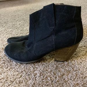Black suede material western style booties